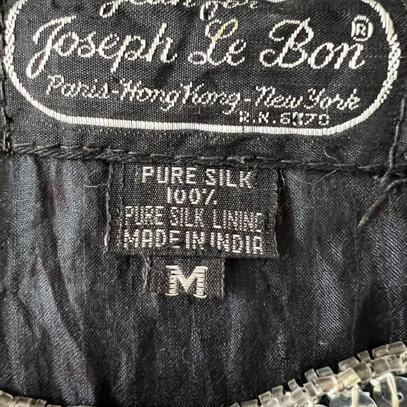 Vintage 80s Joseph Le‎ Bon Silk Sequin Beaded Top Size Medium Avant Garde Artsy - Picture 5 of 9
